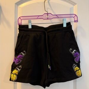 Queen of Sparkles Black Women's Shorts with Butterfly Design